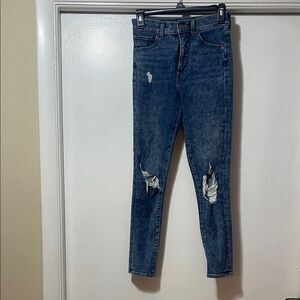 Express Dark Blue Distressed Skinny Jeans size 00